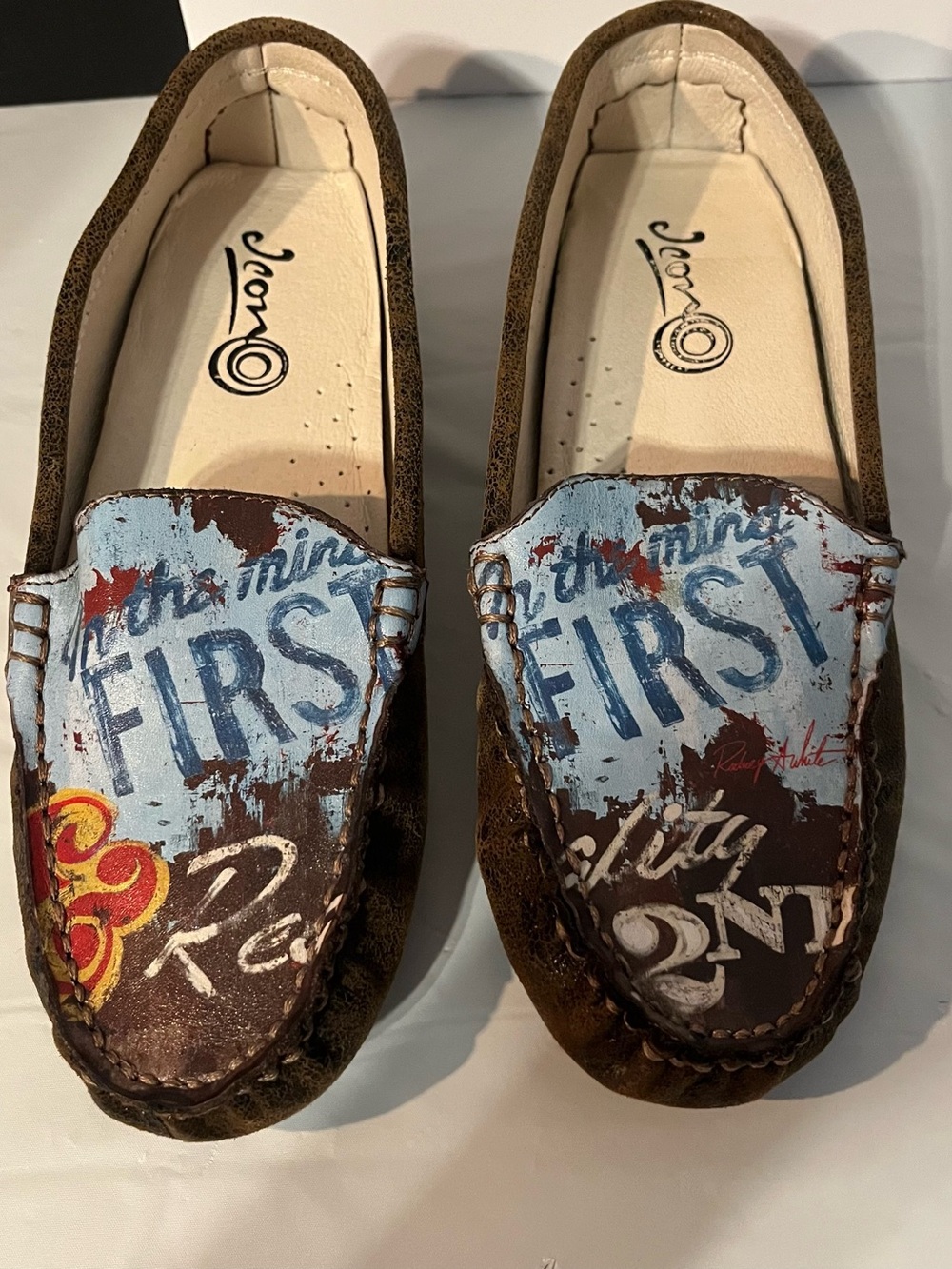 Icon Artist Series Rodney White Leather Loafers Moccasins